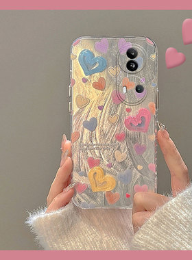 羽纱彩色爱心适用opporeno11pro手机壳reno10+十9高级感8日韩7se立体6硅胶5k软壳4se小众3个性ace2创意oppo2z