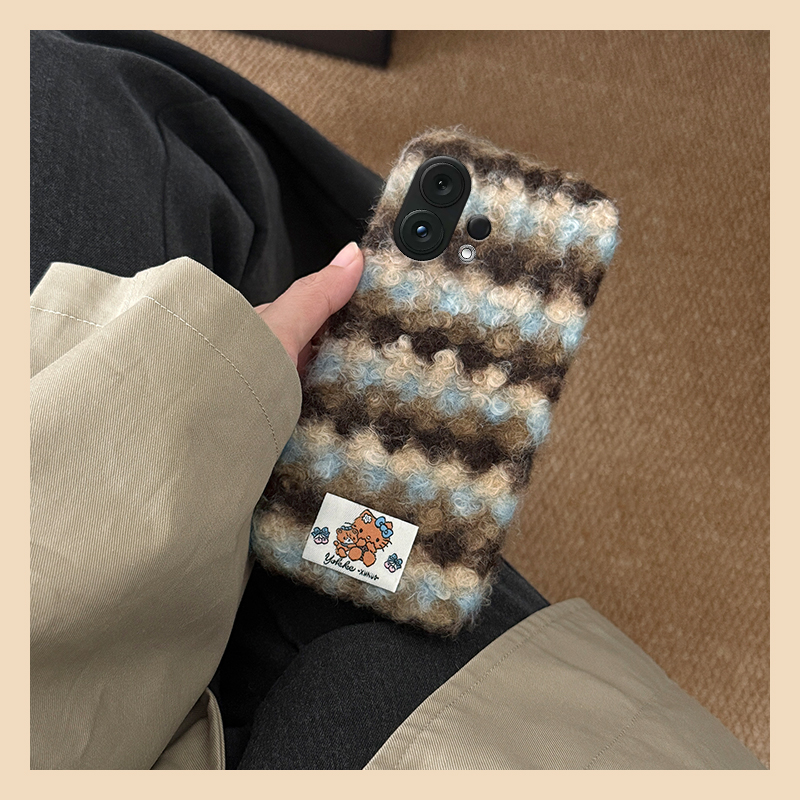 蓝棕条纹kt猫贴纸适用vivos30promini手机壳s20绒布s19pro线条s17t秋冬季s16e毛绒t1毛茸茸s15s12s10s9s7s1软