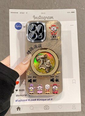 2026财神爷顺风顺水适用oppofindx9plus手机壳fondx8pro立体x7ultra小马x6旋转x5支架k12x马年k11新年0ppo软p