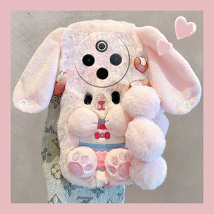 粉色兔子适用vivoy300i手机壳y200gt立体y100t耳朵y200i卡通y77e秋冬季 y35y33 y97毛绒绒y93s硅胶y53超萌vivo