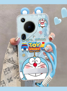 可爱哆啦A梦适用华为pura70pro手机壳p60art立体p50e耳朵p40por+十p30支架p20挂绳羽纱p10plus卡通p9硅胶软壳