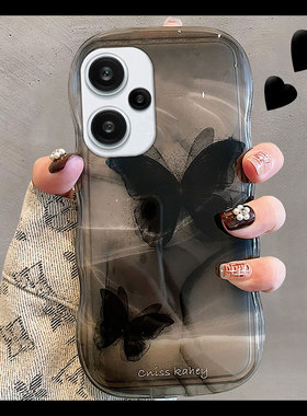 黑色晕染蝴蝶适用小米红米note13pro手机壳12韩系11tpro+十10小众9硅胶5g高级感redmi少女5g个性n0te新款创意