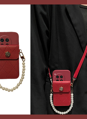 立体山茶花适用oppo一加Ace3手机壳oneplus12斜挎2pro卡包2v可背11日韩9rt液态10硅胶8t斜跨7tpro软1+酒红色p