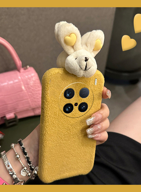 可爱兔子适用vivox100ultra手机壳x90s立体t2s日韩x80spro绒布毛绒x70硅胶x60+x50x27x23x30x21i/x100/viv女p