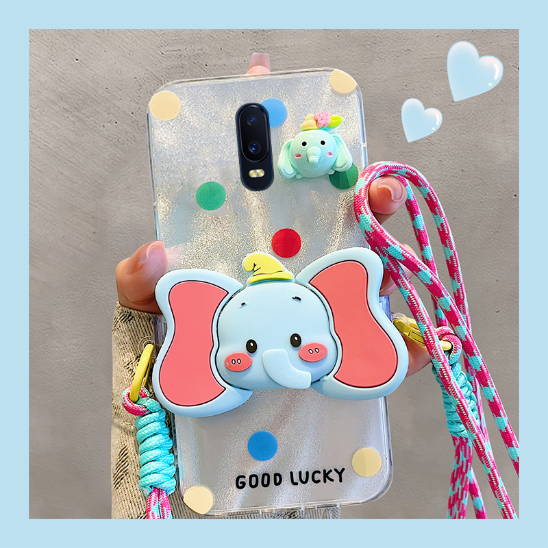 波点小飞象适用oppor17pro手机壳r15x梦境版r11splus立体r9s公仔r7plus卡通r17背夹oppo斜挎0pp0硅胶可背带女