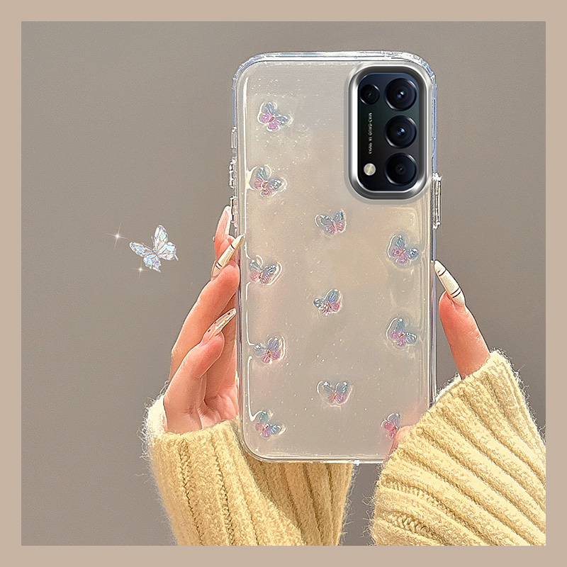 晕染蝴蝶适用opporeno13pro手机壳reon12立体11日韩10闪粉9滴胶8por高级感7se梦幻6超仙5k硅胶4新款0ppo透明p