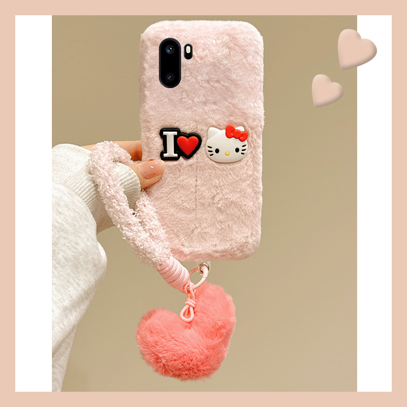 粉色刺绣爱心kt猫适用oppo一加ace6手机壳ace5至尊版1+15挂绳13毛绒12秋冬11pro软10/9rt/ace3v/2v/1+oneplus