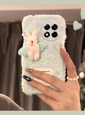 可爱天使小熊适用小米红米k80手机壳k70pro蓝色k60e至尊版k50立体turbo3小众k40s女k30s毛毛k30i硅胶12x日韩p