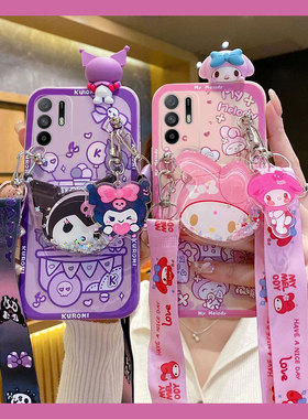 趴趴美乐蒂适用oppoa55手机壳a56库洛米a93s卡通a96可爱a97斜挎a58x硅胶a95软壳a92s可背a91斜跨5g超萌新款女