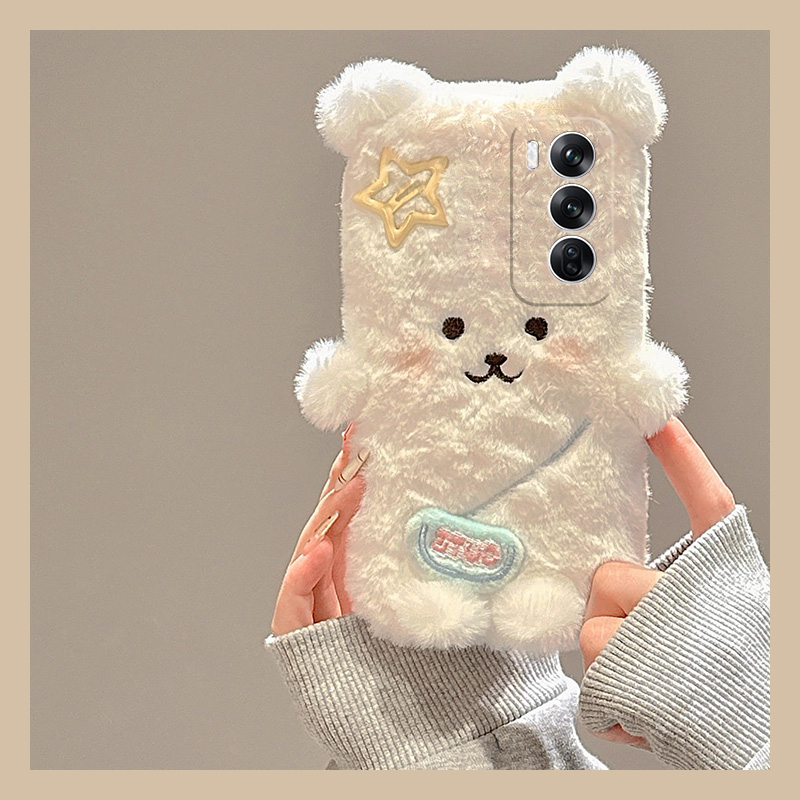 背包小狗适用opporeno13手机壳reno12pro可爱reon11立体10por+十9毛绒绒7se毛毛6卡通5k白色4se秋冬oppo小众p