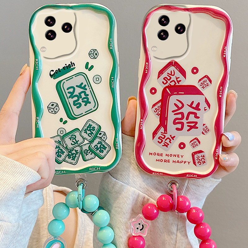 手机壳麻将发财文字ins风带支架