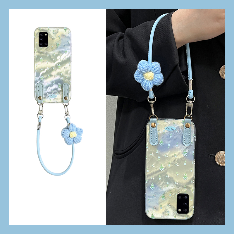 ins风碎花花朵适用三星a90手机壳a80郁金香a70s晕染a50斜挎a30可背带a20挂绳a10硅胶a52软a8s/galaxy/a53/f52