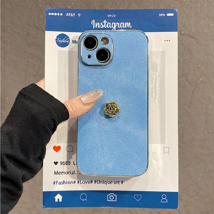 ins风金属山茶花花朵适用小米红米note15pro+手机壳noto14简约13挂绳12turbo立体11tpor牛仔纹10手提9十redmi