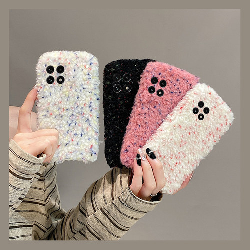 ins风拼色墨点适用oppo一加12手机壳ace3冬天2pro晕染2v秋冬季1毛绒9rt毛茸茸8t硅胶7tpro简约6t/1+oneplus软