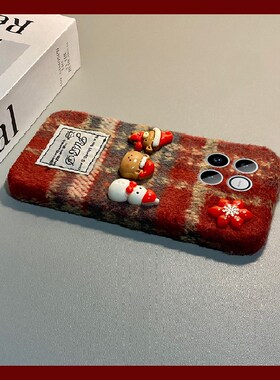 圣诞雪人小熊适用华为荣耀win手机壳winrt红色power2格子honor秋冬季huawei硅胶毛绒毛茸茸绒布立体卡通可爱