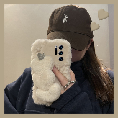 ins风爱心手链适用oppofindn3flip手机壳findn2flip立体n3纯色n2秋冬季findn折叠屏毛绒oppo毛茸茸0pp0简约硬