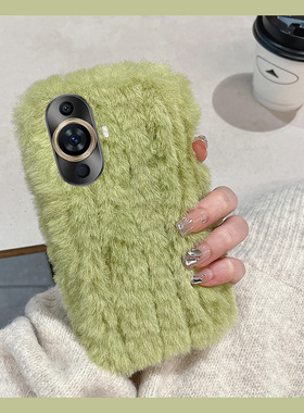 毛绒绒简约纯色适用华为nova11手机壳nove10z毛茸茸novo9pro高级感nowa8se秋冬季7毛毛ultra小众por硅胶软壳