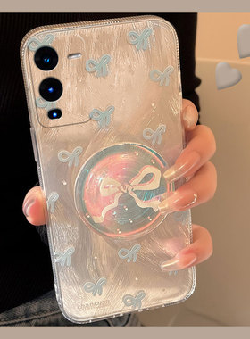 羽纱蝴蝶结适用vivos18pro手机壳s17t超仙s16e支架t1镭射s15硅胶s12软壳s10小众s9个性s7创意s6新款s1女vivo