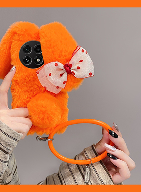 蝴蝶结兔子耳朵适用oppo一加12手机壳ace3斜挎2pro手环2v秋冬季1毛绒9rt毛茸茸8t硅胶7tpro可背6t软1+oneplus