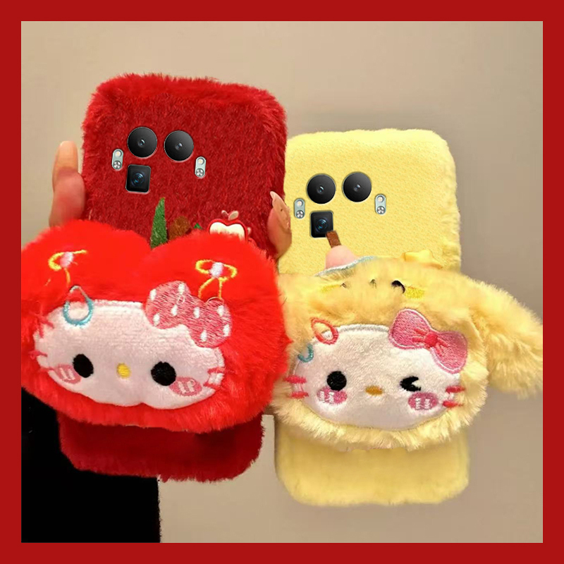 苹果星星kt猫适用oppo真我gt8手机壳13pro至尊版12por+毛绒11秋冬季gt7卡通gtneo6se软neo5十v25/v15/q5/q3s