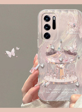 水钻旋转木马适用oppofindn3flip手机壳findn2flip高级感n3立体n2羽纱findn折叠屏硬壳oppo小众0pp0个性创意