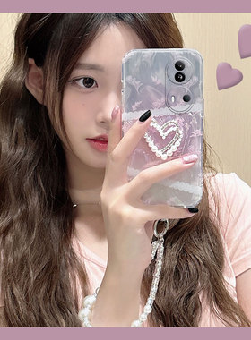 渐变碎花蕾丝适用opporeno11pro手机壳reno10+十9爱心8立体7se珍珠6硅胶5k软壳4se小众3个性ace2羽纱oppo女2z