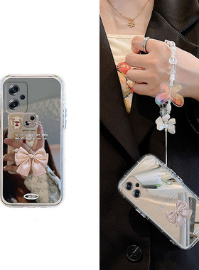 镜面蝴蝶结补妆镜适用小米红米note13pro手机壳12por高级感11tpro小众10镜子9日韩8硅胶7+十5g软壳redmi个性