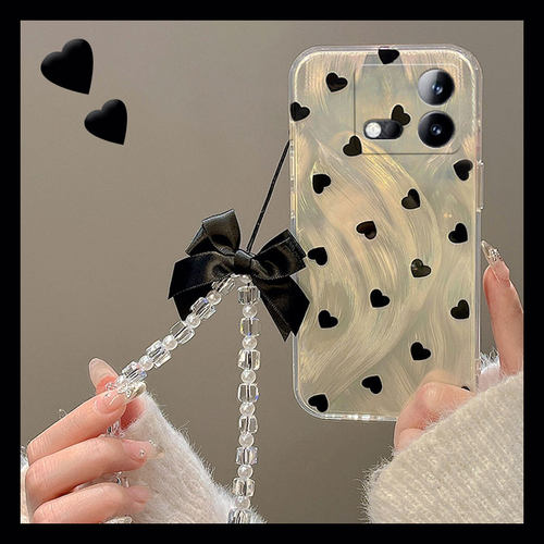 超仙羽纱爱心小众带手链透明手机壳