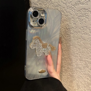 闪钻英文小马适用oppofindx9plus手机壳fondx8pro水钻x7ultra羽纱x6挂链x5立体k12x卡通k11硅胶0ppo手提软壳p