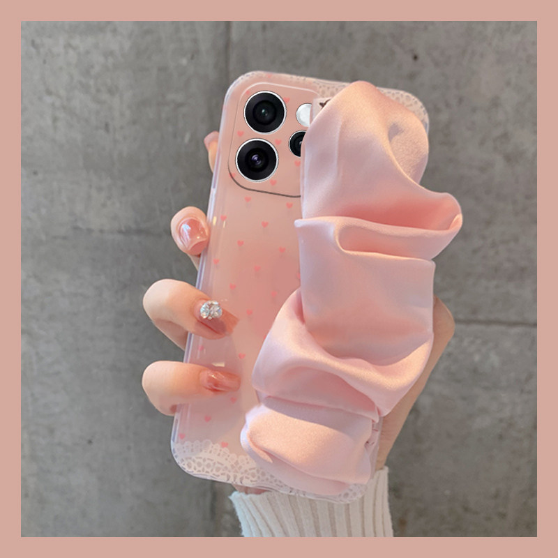 蕾丝爱心丝巾腕带适用opporeno15手机壳reon15pro