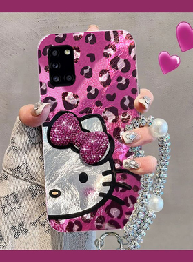 紫色豹纹kt猫适用三星a90手机壳a80立体a70s水钻a50蝴蝶结a30挂链a20日韩a10硅胶a52小众a8s/galaxy/a53/f52