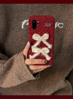 ins风红色蝴蝶结适用oppo一加ace6手机壳ace5至尊版1+15秋冬13毛绒12新年11pro软10/9rt/ace3v/2v/1+oneplus