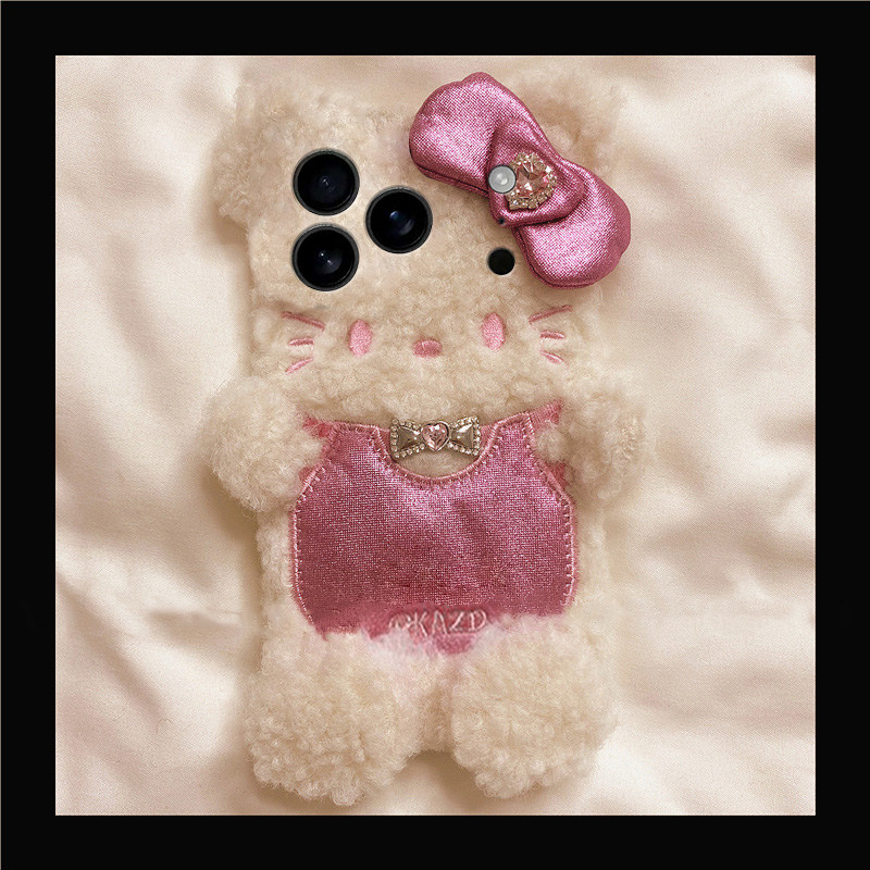 背带裤蝴蝶结kt猫适用苹果17promax手机壳华为pura80