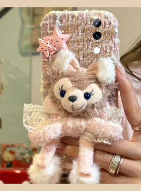 粉色雪莉玫适用vivos19pro手机壳s17t立体s16e绒布t1卡通s15秋冬s12小香风s10硅胶s9毛绒绒s7冬天s6女s1/vivo