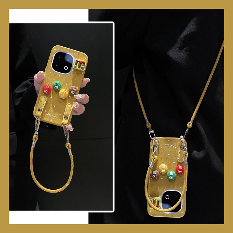 波点M豆适用vivoiqoo13手机壳iqooz9turbo+立体z8x斜挎z7i可背带z5卡通z3挂绳u5仿皮u3x十u1爱酷vivo皮纹斜跨