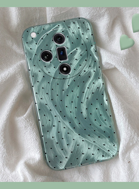 羽纱绿色波点适用oppo真我x50pro手机壳x7高级感realme简约findx6pro新款ultra硅胶x5x3软壳k11x小众k10k7k5