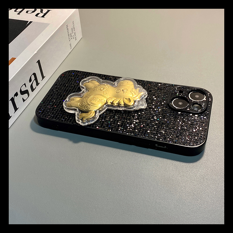 金色马上有钱适用华为荣耀magic8手机壳mgaic7pro卡通6por亮片5马年4闪片majic简约绒布honor立体huawei秋冬p