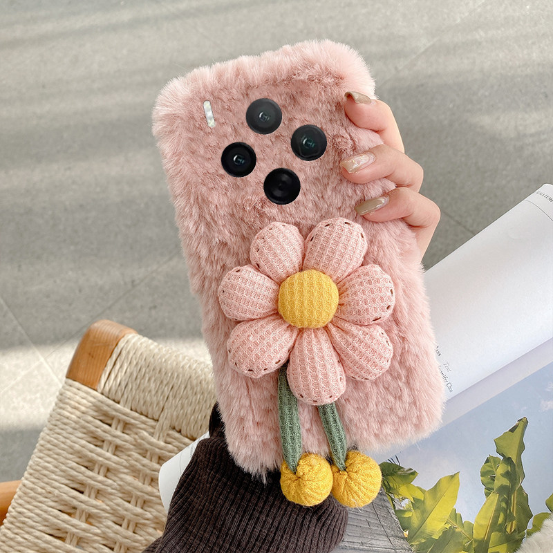 ins风向日葵花朵适用vivox300手机壳x200毛绒x100pro+毛茸茸x100ultra秋冬季x90s软t2s/x80s/x70/x60+十vivo