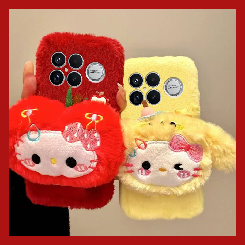 苹果星星kt猫适用小米红米k90promax手机壳k80凯蒂猫k70pro秋冬季k60e至尊版k50毛绒turbo4软3/k40s/k30i/12x