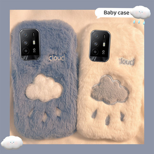 刺绣云朵适用oppoa3pro手机壳a2x小众a1卡通a97简约a96毛绒绒a95硅胶a93a91a72a58a57a52a32a11a9a31a8a5秋冬