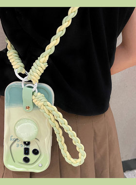 夏日渐变绿色适用oppofindx7手机壳findx6pro支架k11x可背r17斜挎x3波浪纹k10硅胶r15软壳x5韩系k9s女k7/oppo