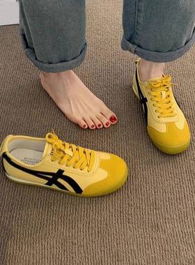 法国GPE厚底黄色德训鞋女夏季2025新爆款薄款透气运动阿甘板鞋潮