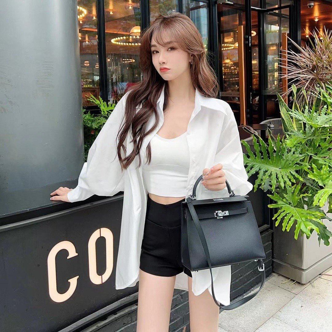 JUSTCC卡卡女装官方旗舰正品时尚杂志羊腿袖百搭白衬衫防晒衬衣潮