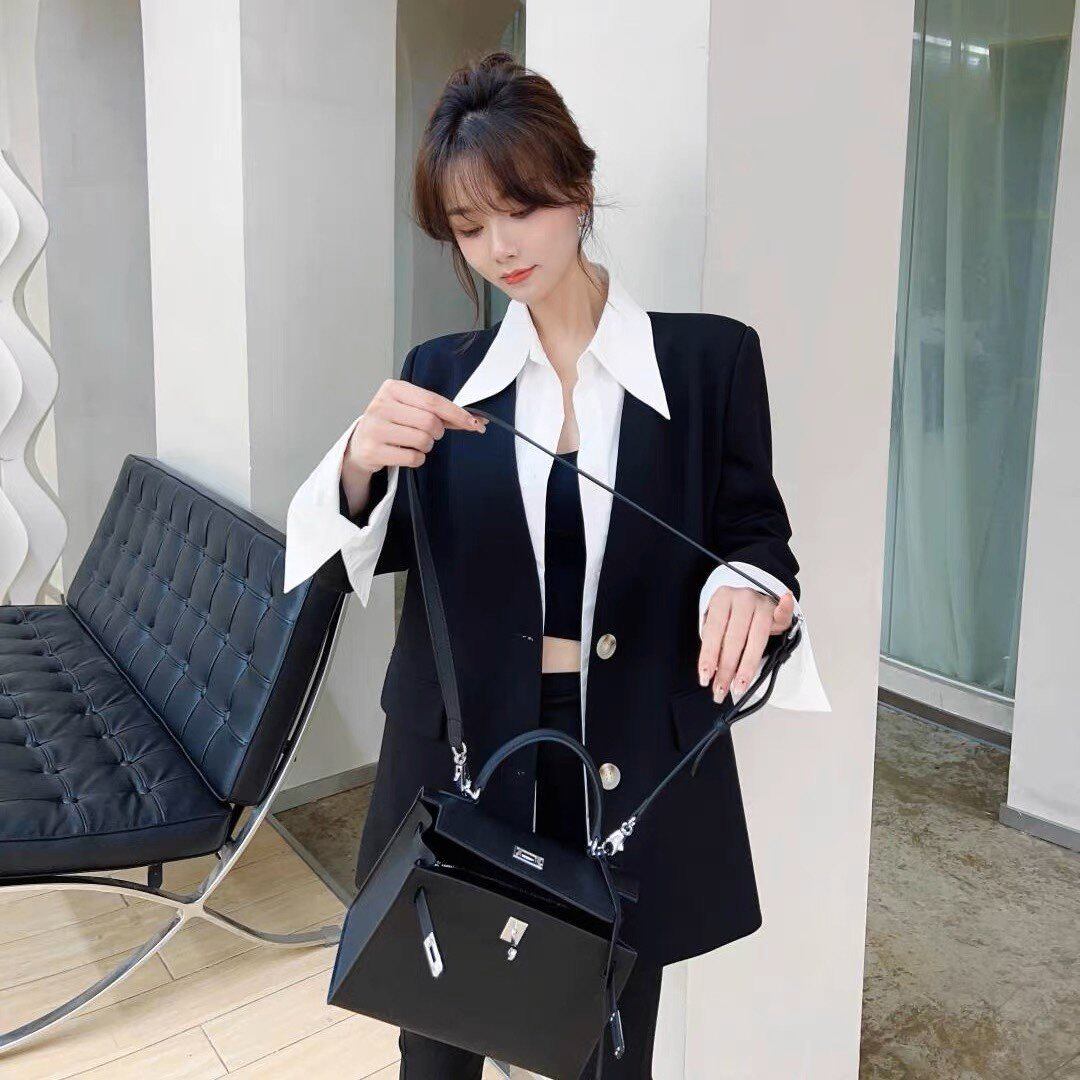 卡卡女装官方旗舰正品新款雅痞风显瘦宽松百搭假两件西装外套上衣