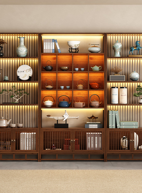 博古架非实木中式茶叶架茶室茶具摆件展示柜客厅多宝阁隔断置物架