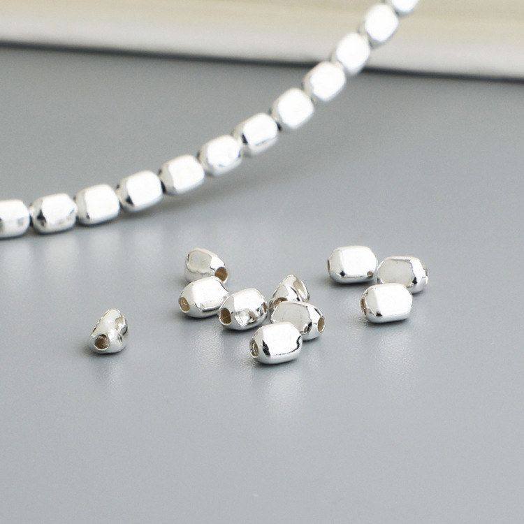 银子碎手工散珠豆豆立体三角配件银纯银DIY串珠项链手链隔珠S925,饰品/流行首饰/时尚饰品新,其他DIY饰品配件,淘宝优惠券,粉丝福利购,淘宝优惠卷