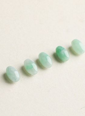 橄榄货ADIY起冰晴翡翠天然手串高圆珠缅甸隔珠绿色糯化路路通项链