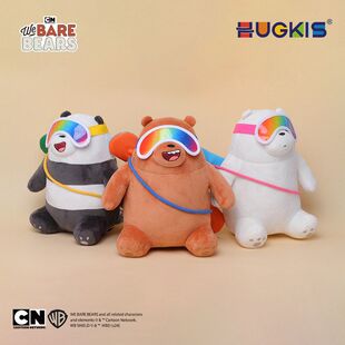 冬季毛绒玩具玩偶公仔娃娃裸熊咱们可爱滑板熊熊炫酷滑雪摆件