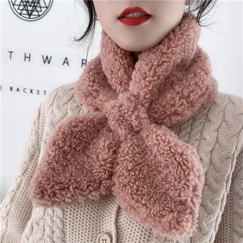 新款毛绒围巾冬季交叉围脖脖套