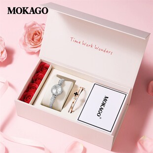 MKGO陌佧高新款豹子头手链时尚气质镶嵌闪耀珠宝满钻女士防水手表
